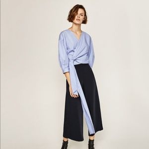 Zara Pinstripe Wrap Top